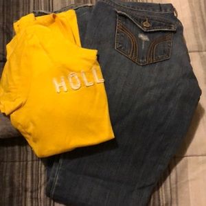 🖤🔥Hollister jeans and tee bundle👖👚🔥